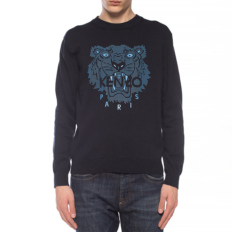 Men's KENZO Classic Tiger Head Round Neck Black FA55PU5003-XB-77