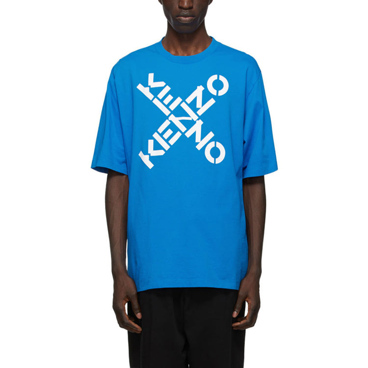 Men's KENZO SS21 Logo Alphabet Printing Short Sleeve Blue FA65TS5024SJ-69