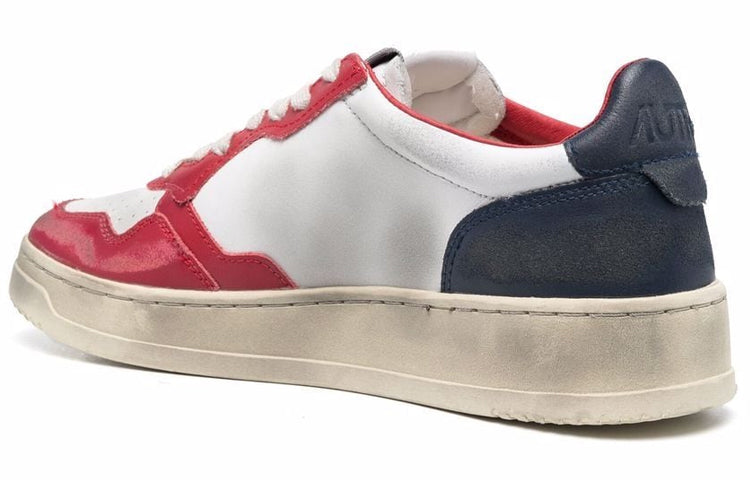 (WMNS) Autry Medalist Super Vintage Leather Low Sneakers 'White Black Red' AVLW-SV03