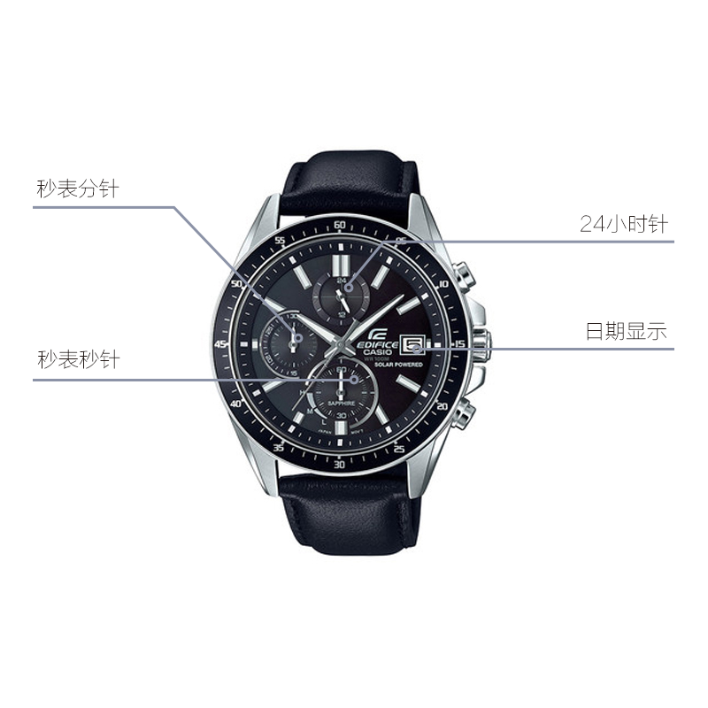 CASIO EDIFICE Waterproof Sapphire Crystal Solar Powered Mens Black Analog EFS-S510L-1AVUPR
