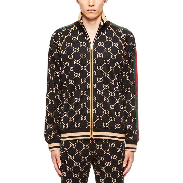 Gucci GG Gersey Cotton Jacket 'Black Camel Green Red' 695955-XJEEI-1030