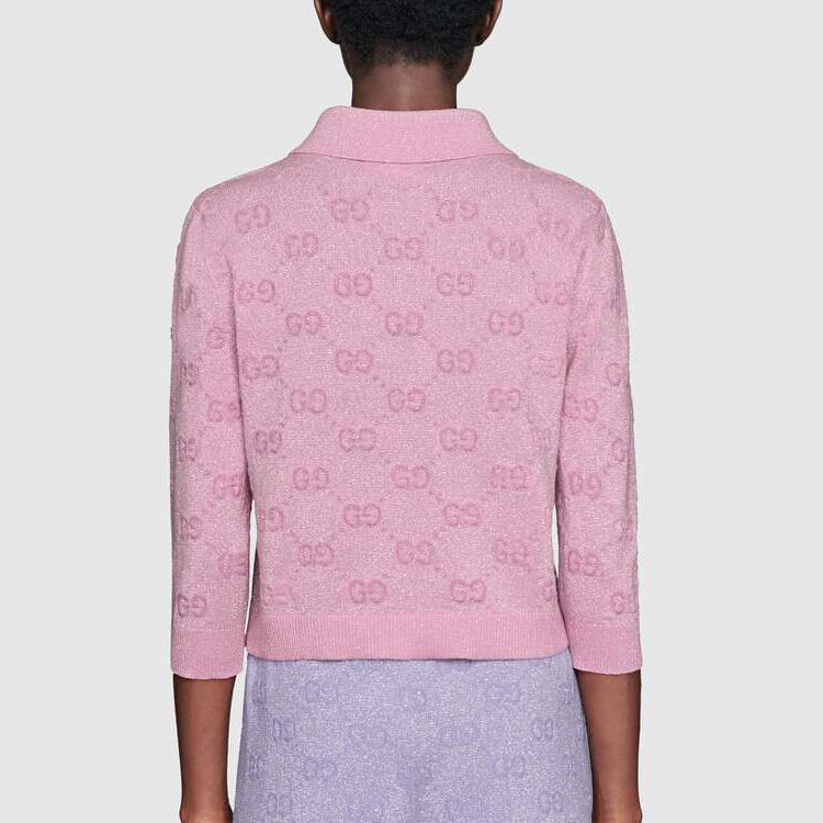 (WMNS) Gucci SS20 GG Shiny Wool Short Polo Shirt For Pink 599273-XKA5X-5152