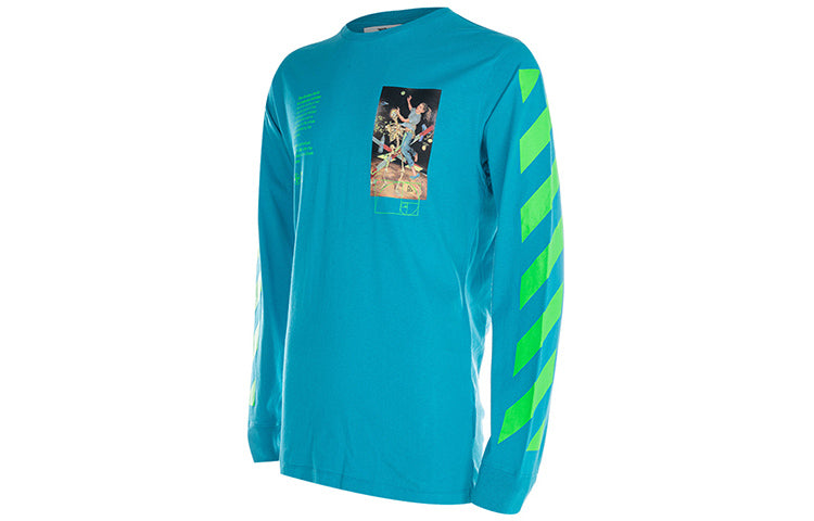 Off-White Printing Round Neck Long Sleeves Version Sky Blue OMAB001R201850143988