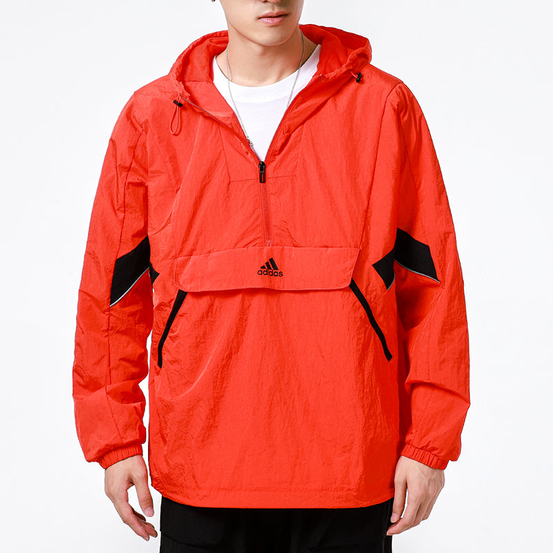 adidas Athleisure Casual Sports Running Training Woven Hooded Jacket Red H40214