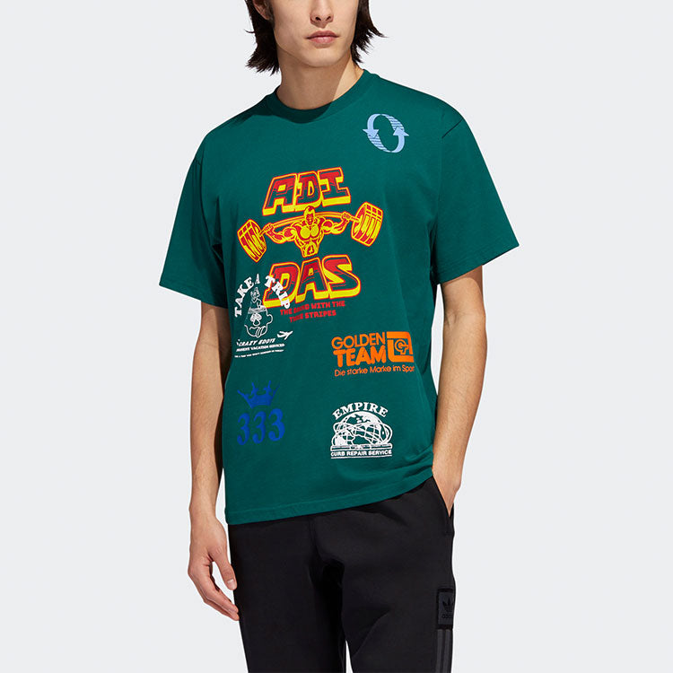 adidas originals Athleisure Casual Sports Printing Short Sleeve Green EC7370