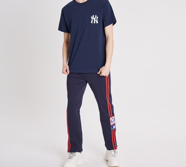 MLB Unisex NY/LA New York Yankees Embroidery Logo Round-neck Tee Blue 31TS21931-50N