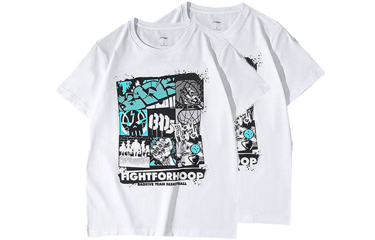 Li-Ning Hoops Cartoon Graphic T-shirt 'White' AHSR725-4