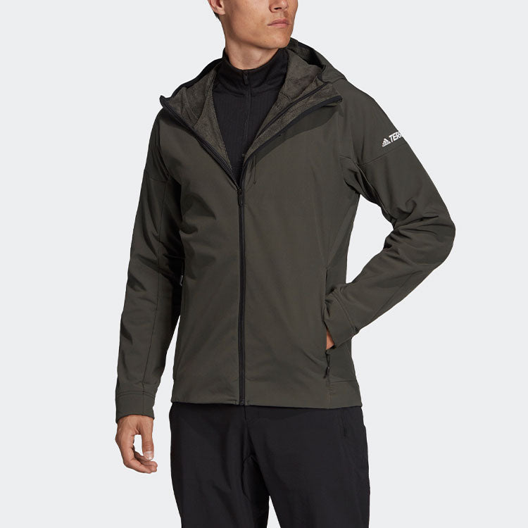 Men's adidas Solid Color Outdoor Jacket Dark Brown DZ2016