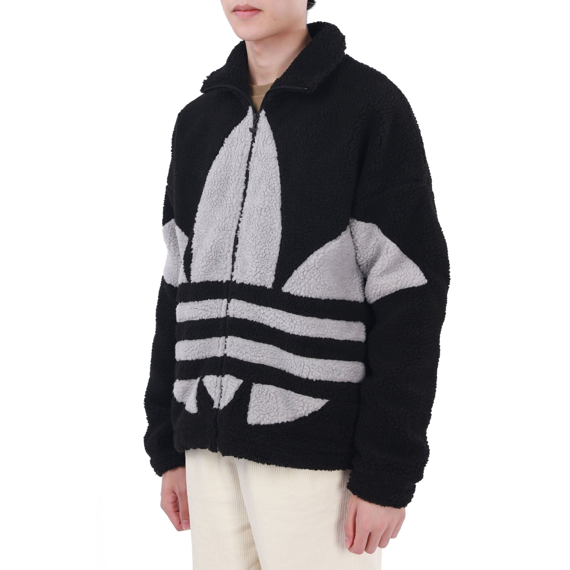 adidas originals Contrasting Colors Logo Suede Stand Collar Sports Jacket Black HC0325