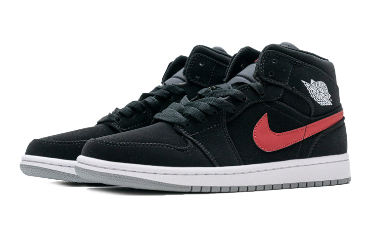 (GS) Air Jordan 1 Retro Mid 'Black University Red' 554725-065