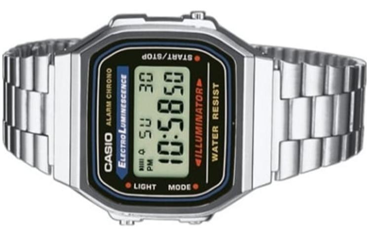 CASIO Unisex with Stainless Steel Bracelet Waterproof Mens Silver Digital A168WA-1W