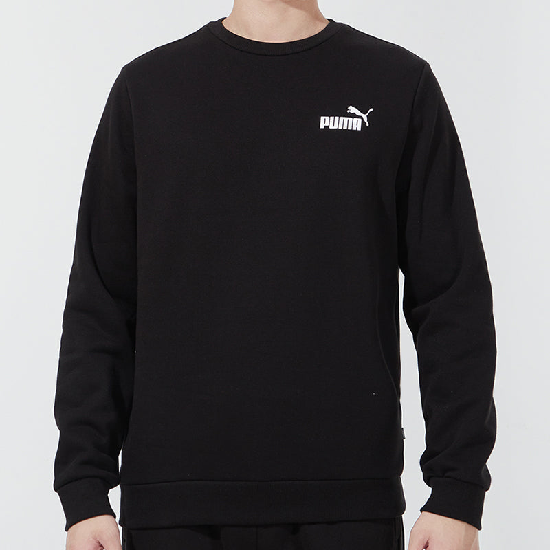 PUMA ESS Small Logo Crew FL Logo Printing Sports Round Neck Pullover Black 846389-01