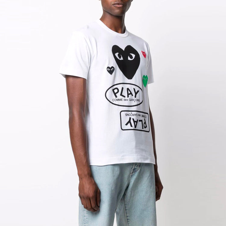 COMME des GARCONS PLAY Multi Heart T-Shirt 'White Black' P1T282-1
