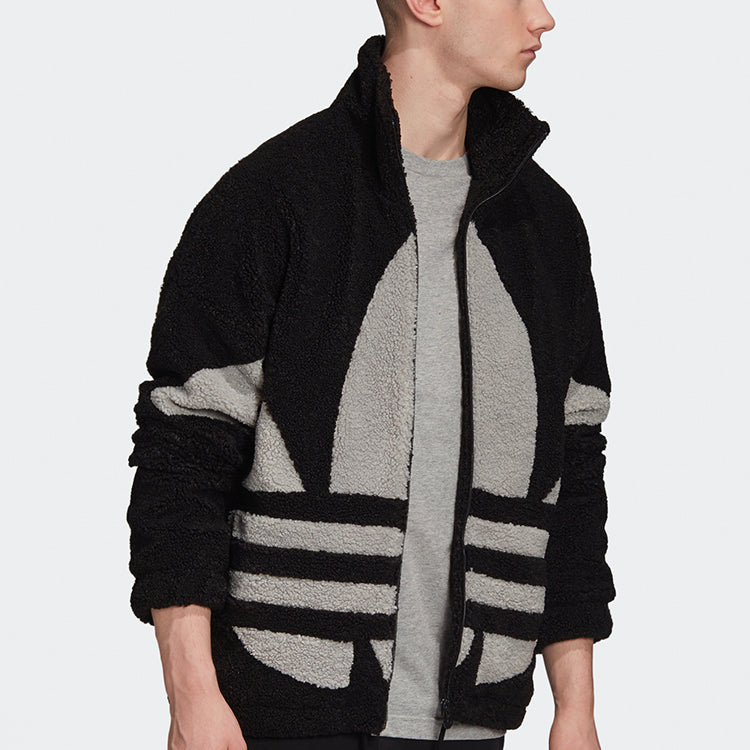 adidas originals Contrasting Colors Large logo Pattern lamb's wool Jacket Black GC8695