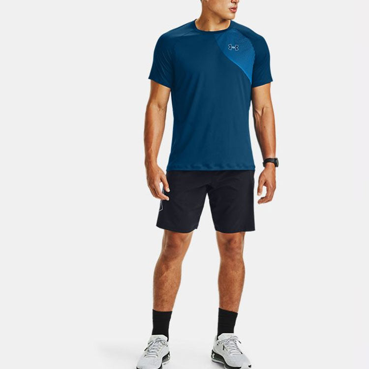 Men's Under Armour Qualifier Lightweight Running Sports Gym Short Sleeve Blue 1353467-581