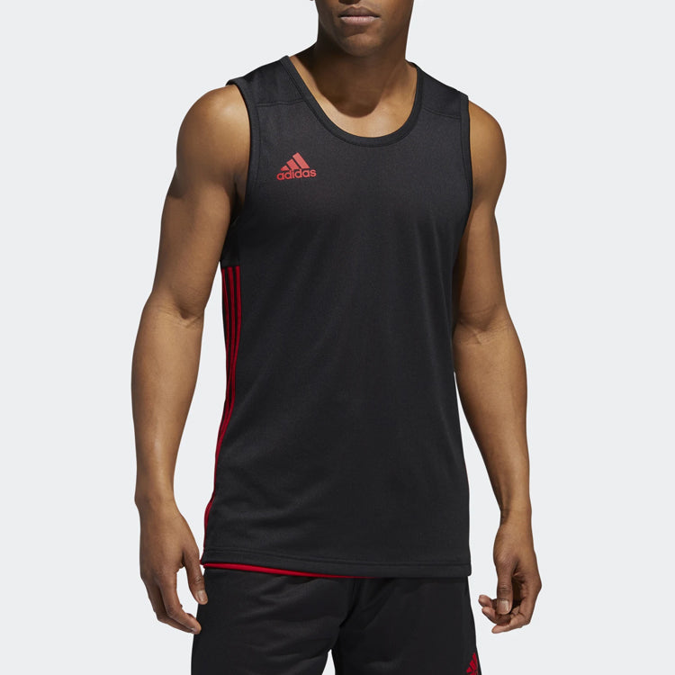 adidas Basketball Training Casual Breathable Knitted Vest Men Black/Red DY6588