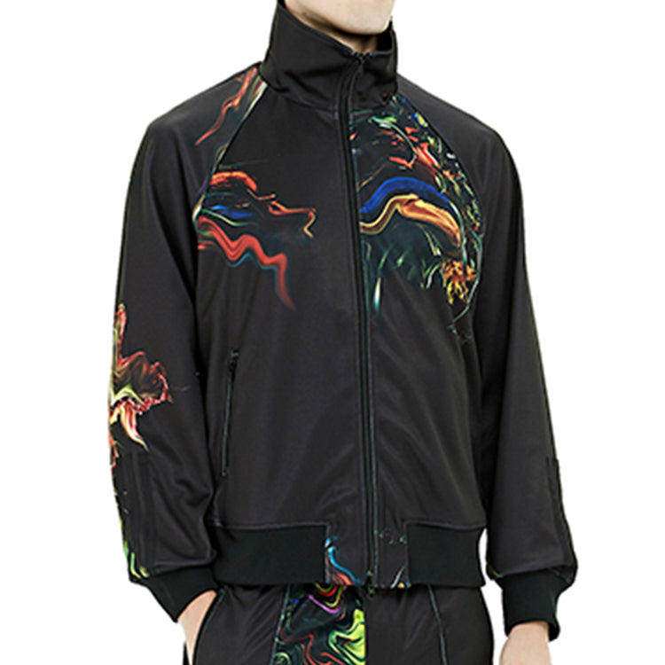 Men's Y-3 Toketa AOP Track Jacket Stand Collar Long Sleeves Casual Black FJ0391