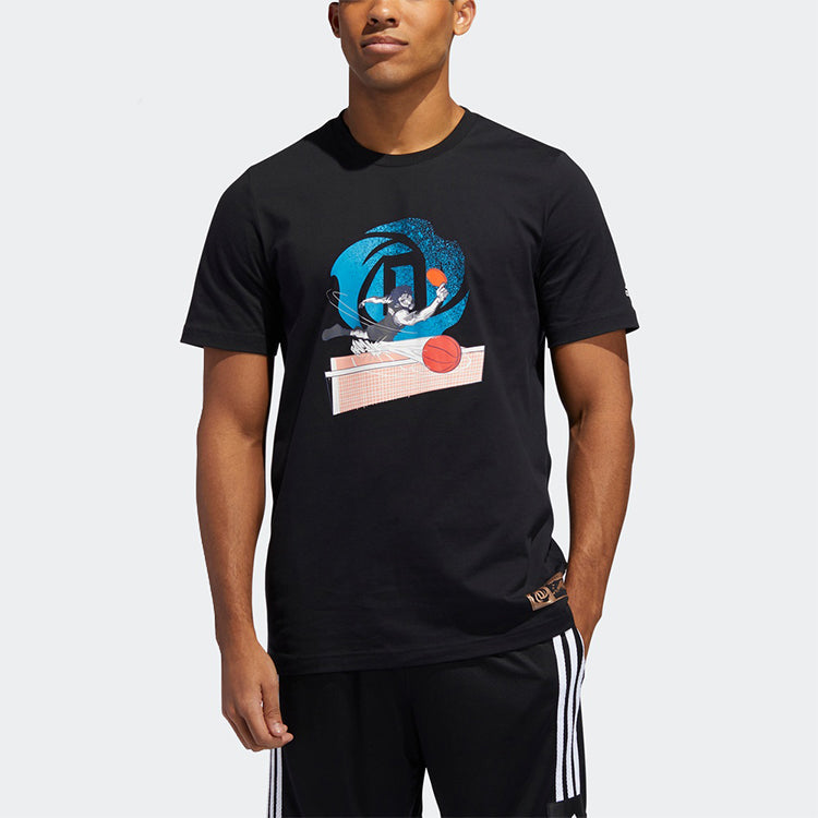 adidas Rose GU PONG Basketball Sports Short Sleeve Black GE4125