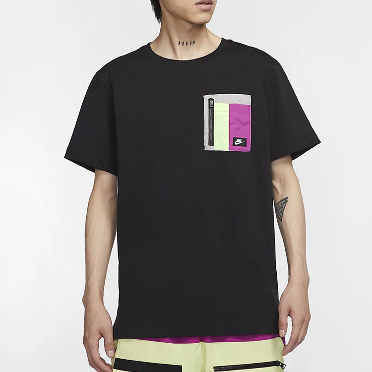 Nike Sportswear Zipper Pocket Design Short Sleeve Black CZ8671-010