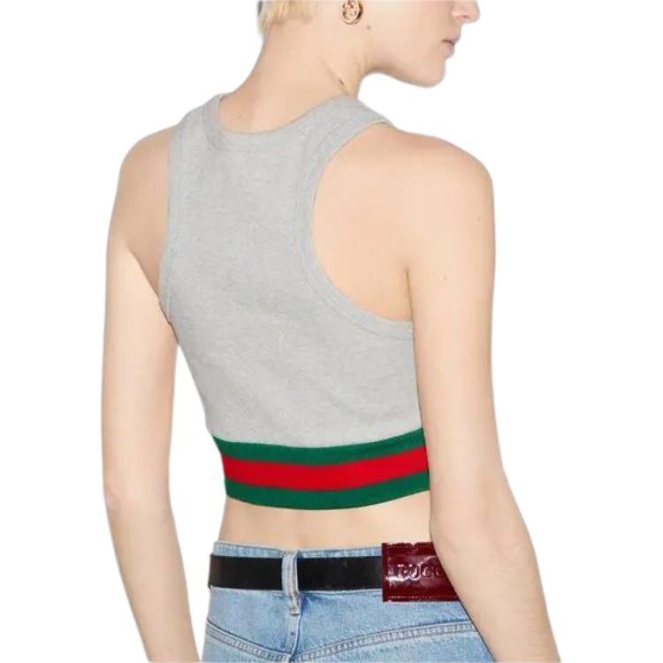 (WMNS) Gucci Cotton Rib Tank Top With Web 'Grey' 785735-XJGK0-1056