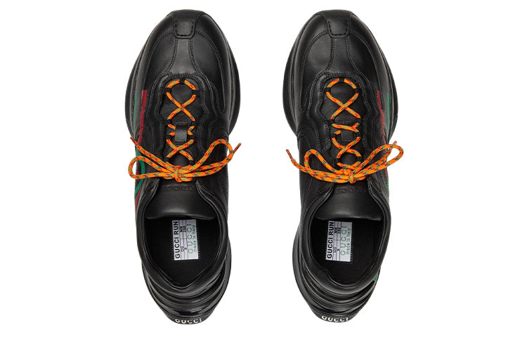 Gucci Run Side-Stripe Lace-Up Sneakers 'Black Red Green' 721111-UHH20-1000