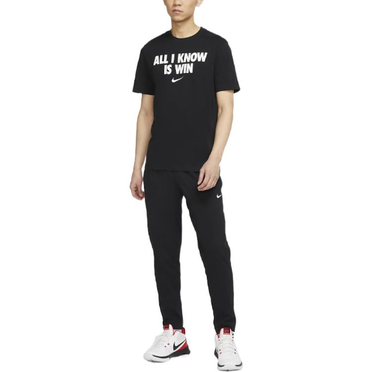 Nike All I Know Is Win Alphabet Printing Round Neck Short Sleeve Black DD0774-010