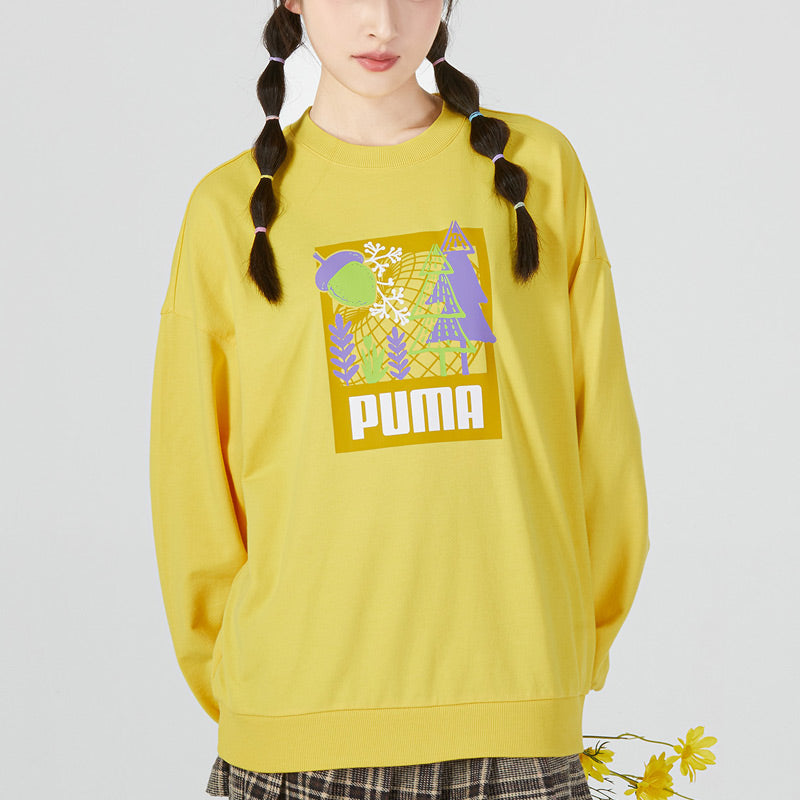 (WMNS) PUMA FF Bubble Sleeve Crew Neck Sweatshirt 'Yellow' 538779-41