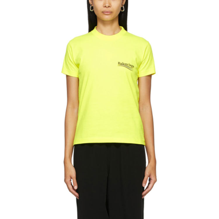 Balenciaga Logo Printing Round-neck Yellow 612964TJVF77110