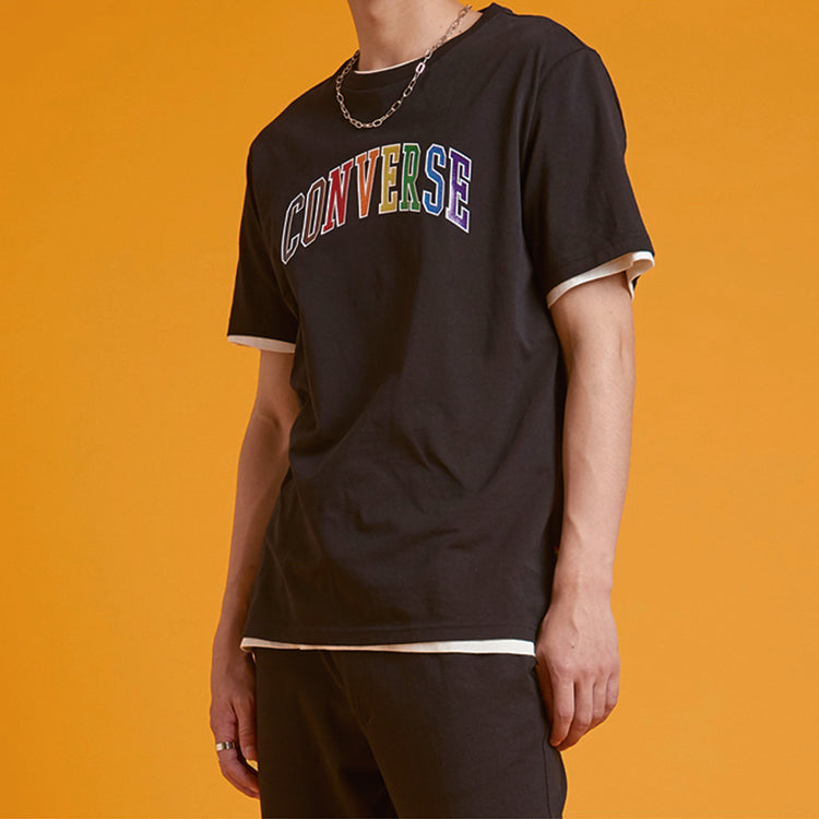 Men's Converse Rainbow Series Loose Casual Short Sleeve Black 10019133-001