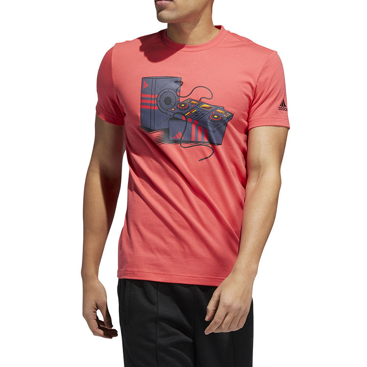 adidas Sports Round Neck Short Sleeve Pink Red FT2824