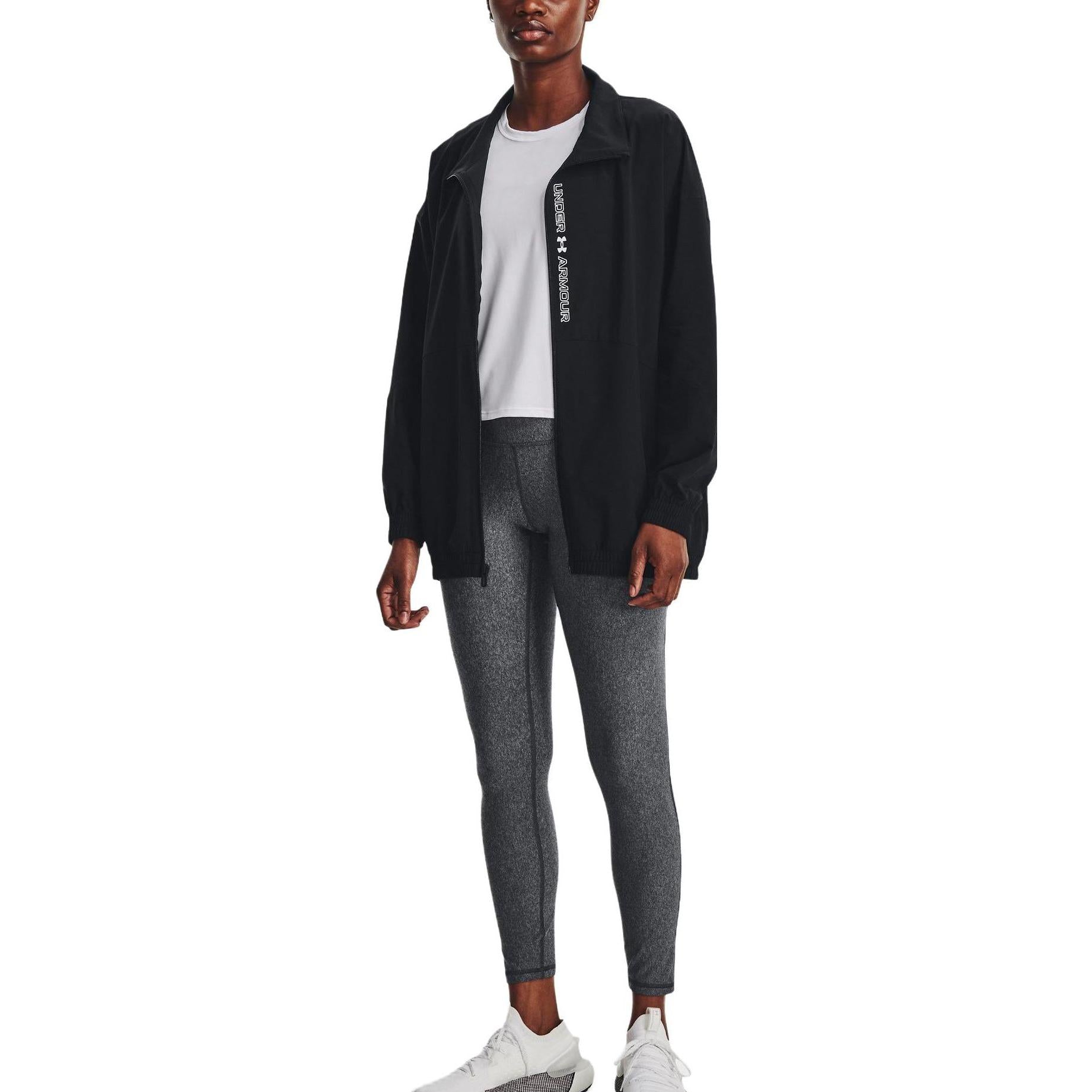 (WMNS) Under Armour Woven Full Zip Oversized Jacket 'Black' 1369890-002