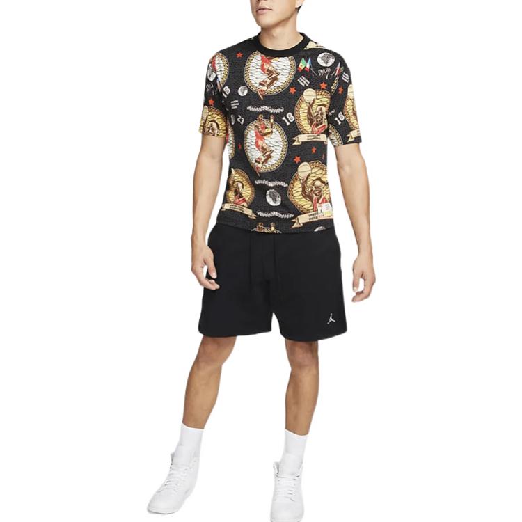 Air Jordan x Maison Chateau Rouge Crossover Pattern Full Print Short Sleeve Asia Edition Black DJ9769-010
