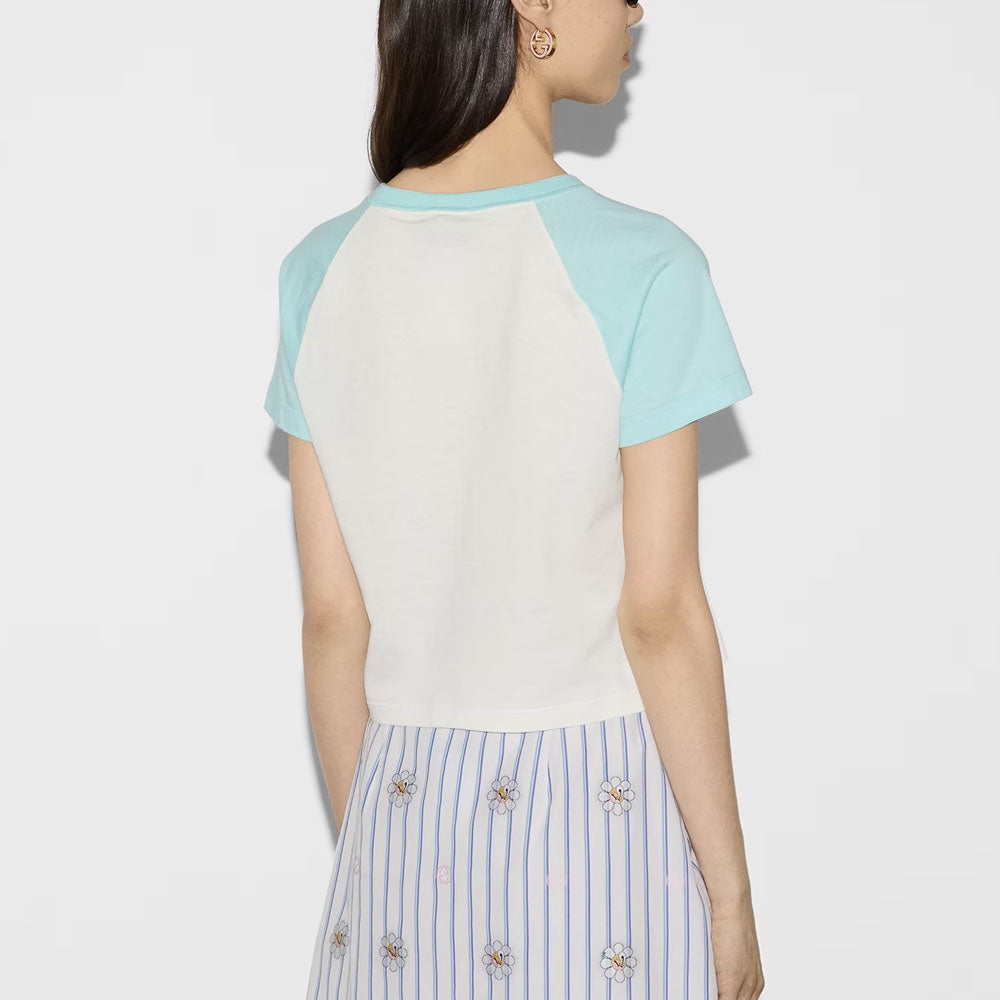 (WMNS) Gucci Cotton Jersey Short Sleeved T-Shirt 'Off White' 768183-XJGHN-9095