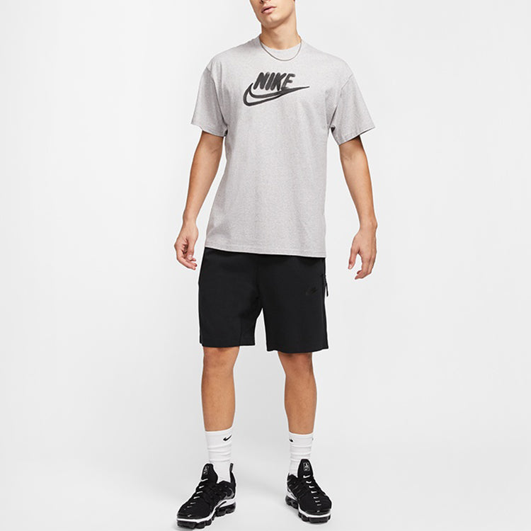 Nike Solid Color Round Neck Graffiti Logo Short Sleeve light grey CT6490-902