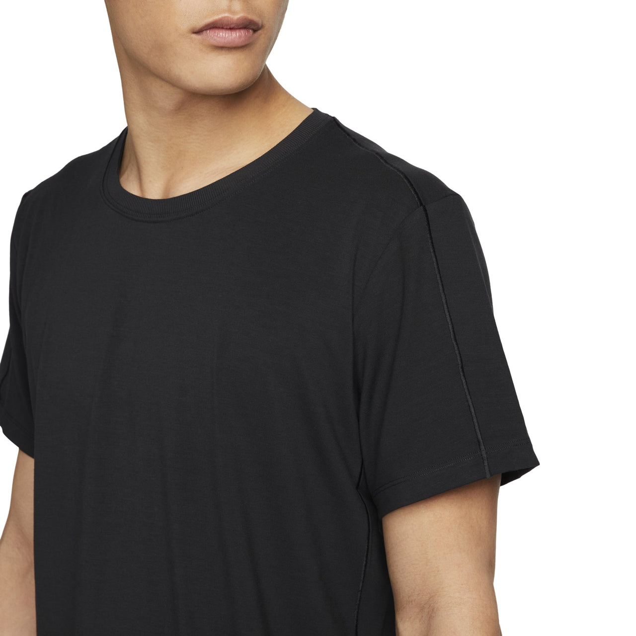 Nike Yoga Dri-Fit Solid Color Round Neck Short Sleeve Black DM7826-010