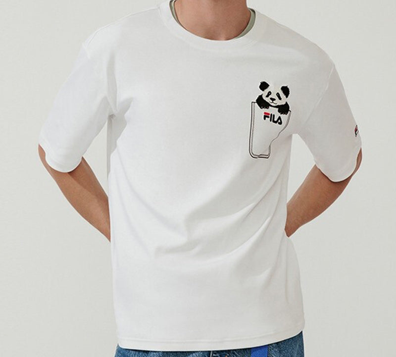 FILA Panda Loose Short Sleeve White F11M018121F-WT