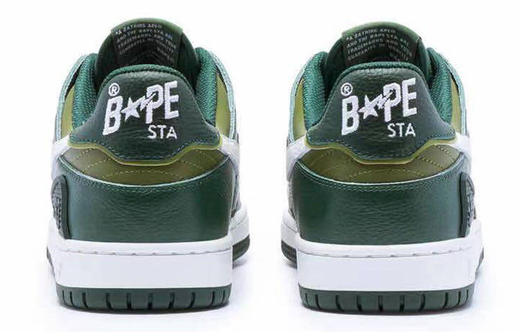 (WMNS) A BATHING APE Sk8 Sta Leather Low 'Green' 1J30-291-024-GREN