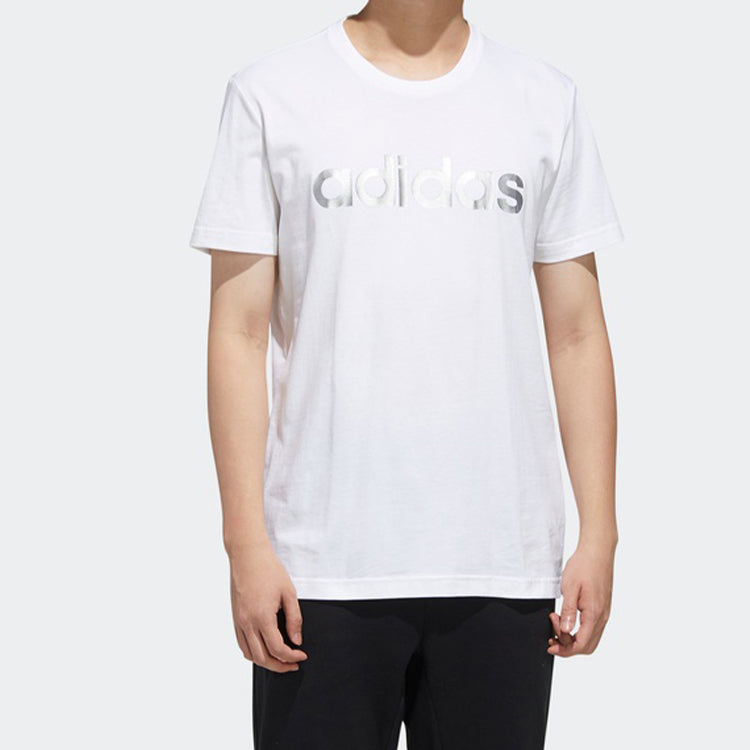 adidas neo Sports Round Neck logo Printing Short Sleeve White FP7395