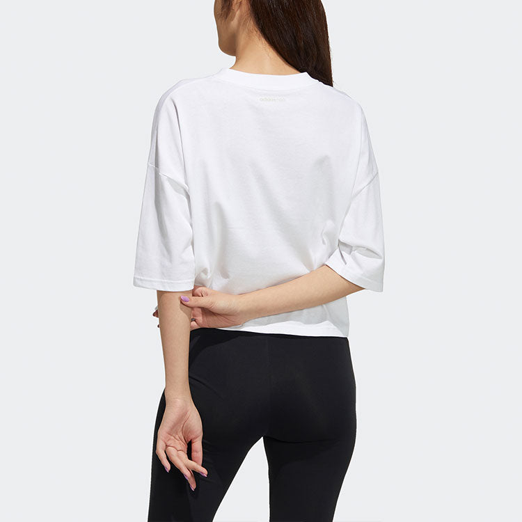 (WMNS) adidas neo May Love Printing Round-neck White HB6871