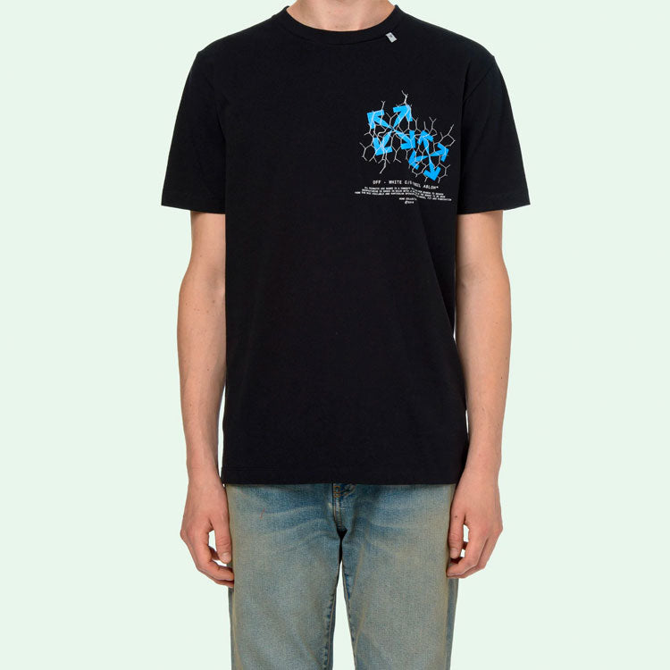 Off-White Green Fence Arrows T-Shirt Arrow Printing Short Sleeve Black OMAA027S201850021030