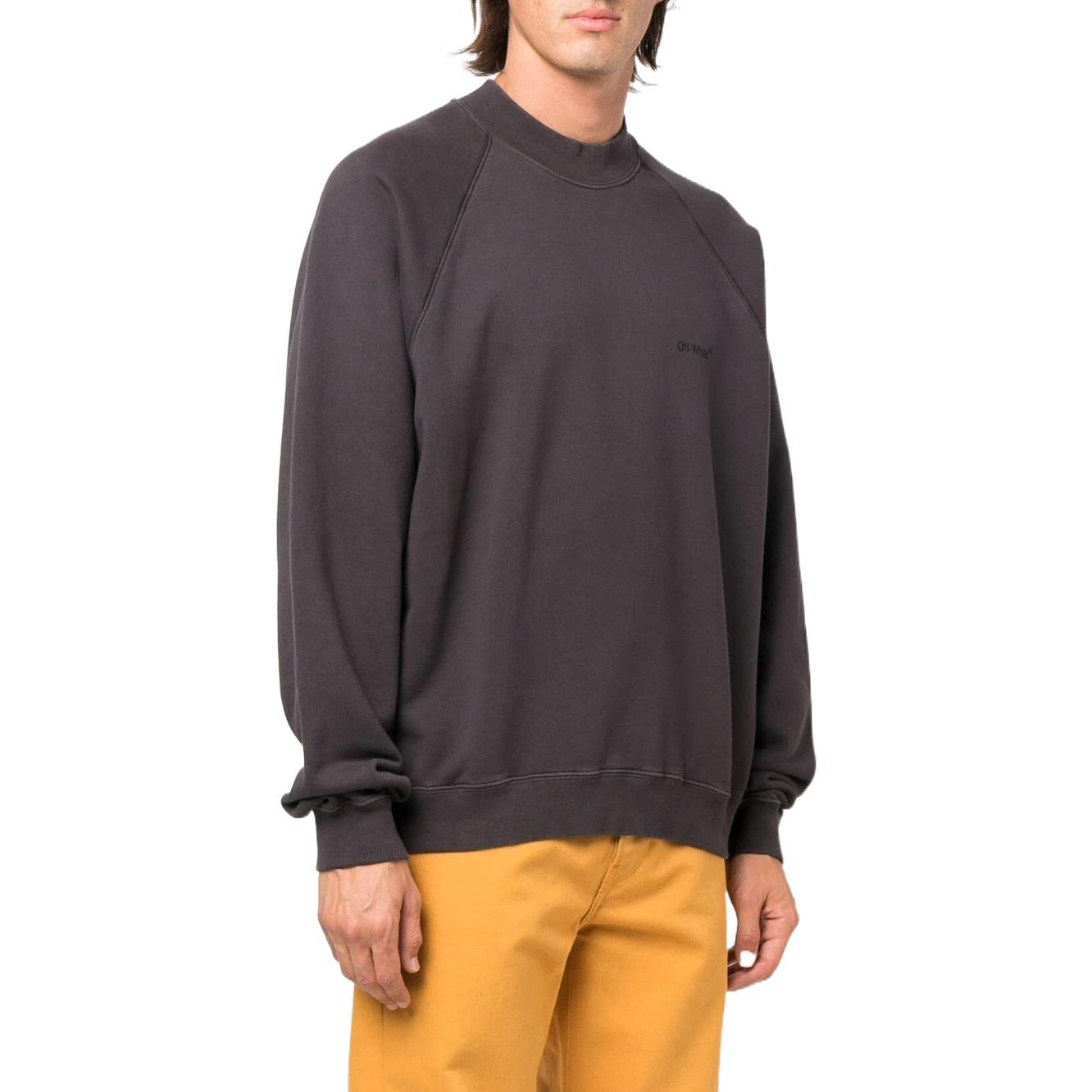 Men's Off-White SS22 Back Logo Printing Round Neck Pullover Long Sleeves Ordinary Version Dark Grey OMBA056C99FLE0021010