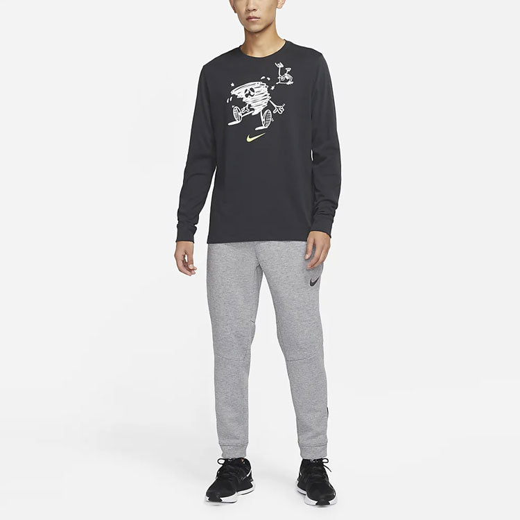 Men's Nike Training Athleisure Casual Sports Long Sleeves Round Neck Black T-Shirt DM5693-045