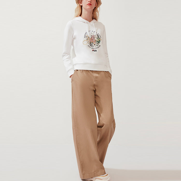 (WMNS) FILA Embroidery Printing Hoodie White F11W018243F-WT