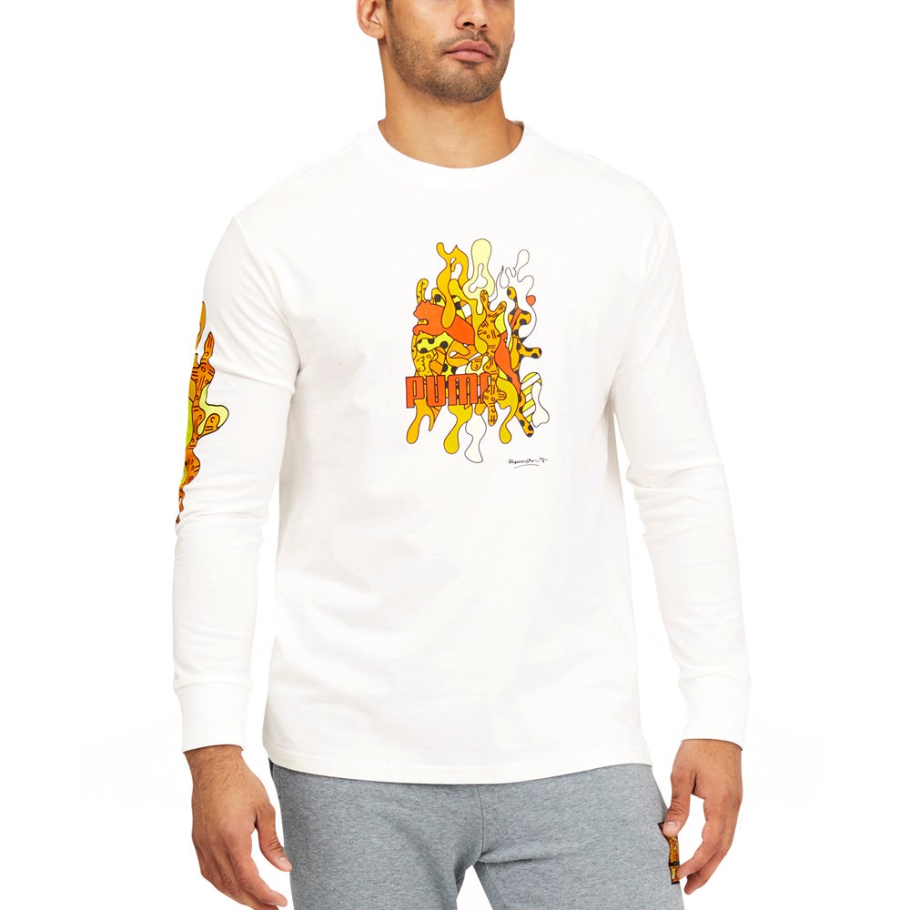 PUMA Kaos Casual x Britto Long Sleeve T-Shirt 'White Yellow' 532233-02