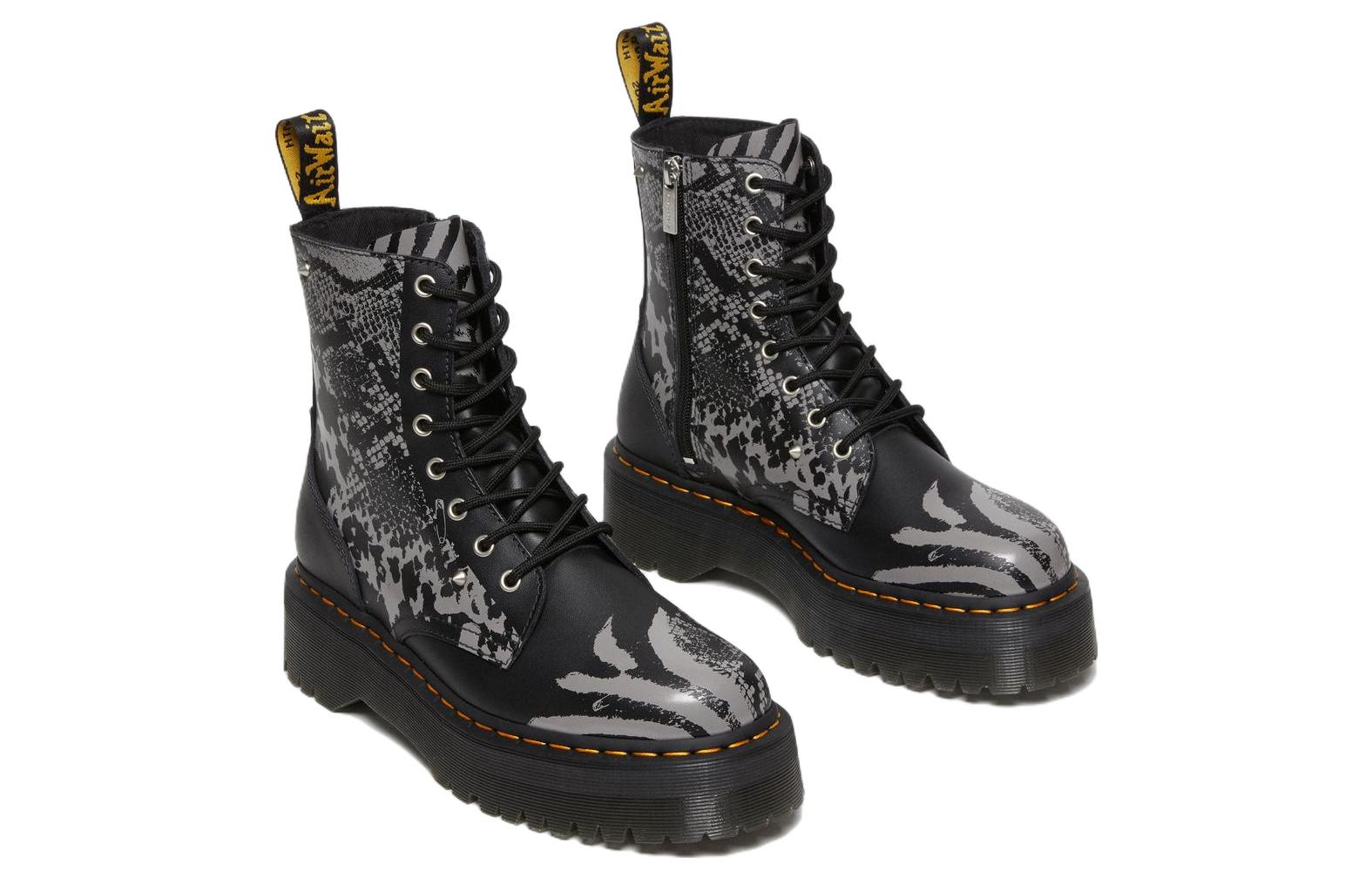 Dr. Martens Jadon Boot Animal Clash Leather Platforms 'Black' 27669001