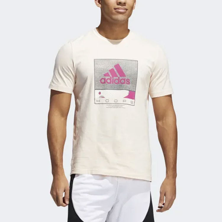 adidas Athleisure Casual Sports Printing Round Neck Short Sleeve Pink GE4521
