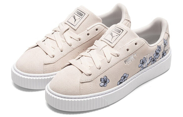 (WMNS) PUMA Platform Floral Flowers Casual Low Tops Skateboarding Shoes Beige 370806-04
