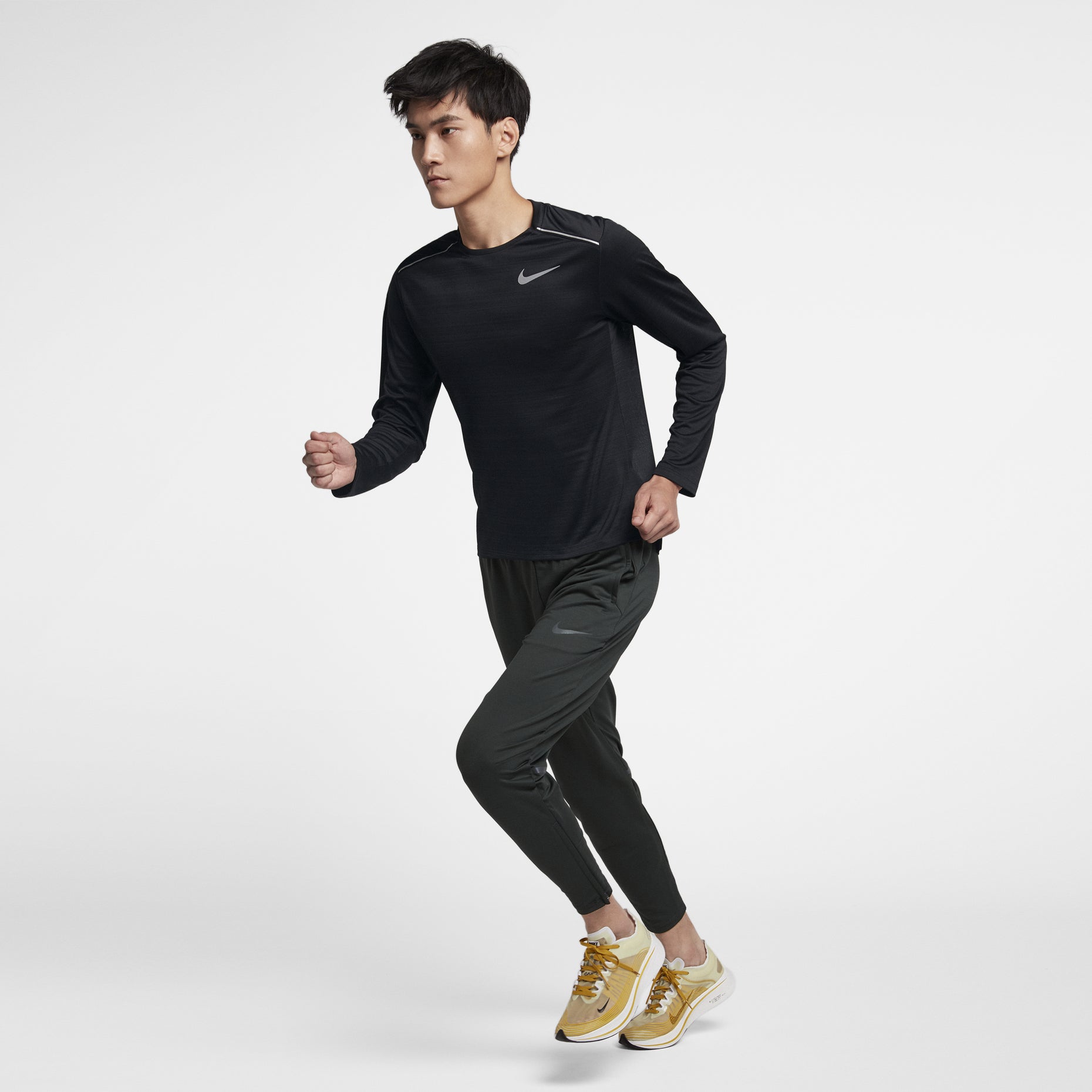 Nike Dri-Fit Mtler Long Sleeves Running Quick Dry Gym Clothes Black AJ7569-010