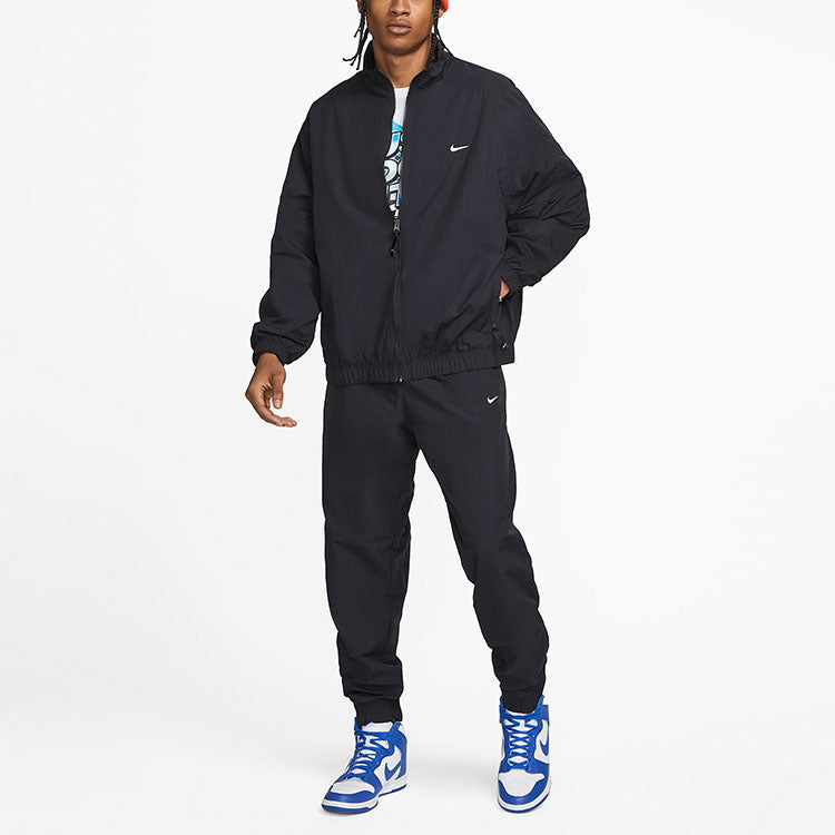 Men's Nike Solid Color Logo Printing Elastic Waistband Bundle Feet Sports Pants/Trousers/Joggers Autumn Black DQ6572-010