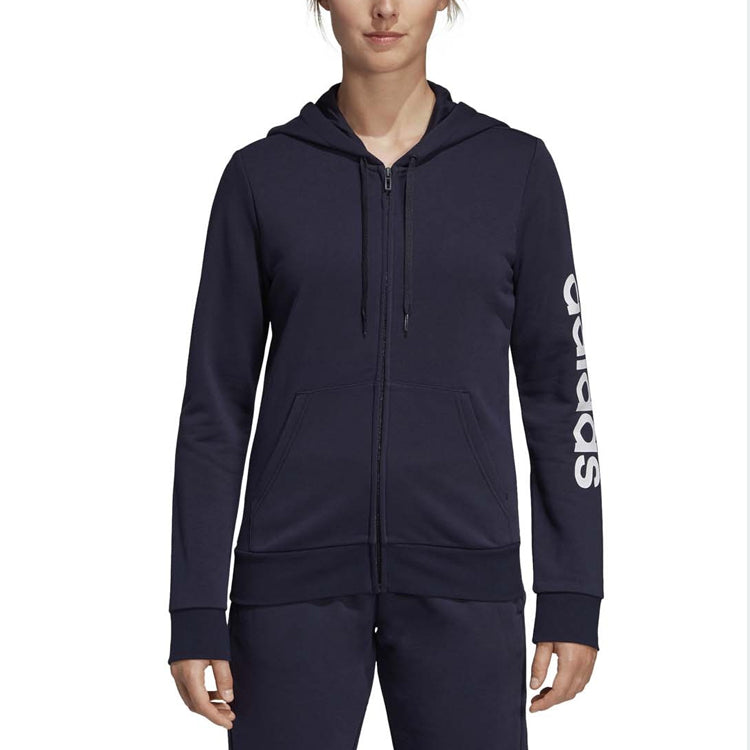(WMNS) adidas Side Sleeve logo Printing hooded track Jacket Blue DU0648